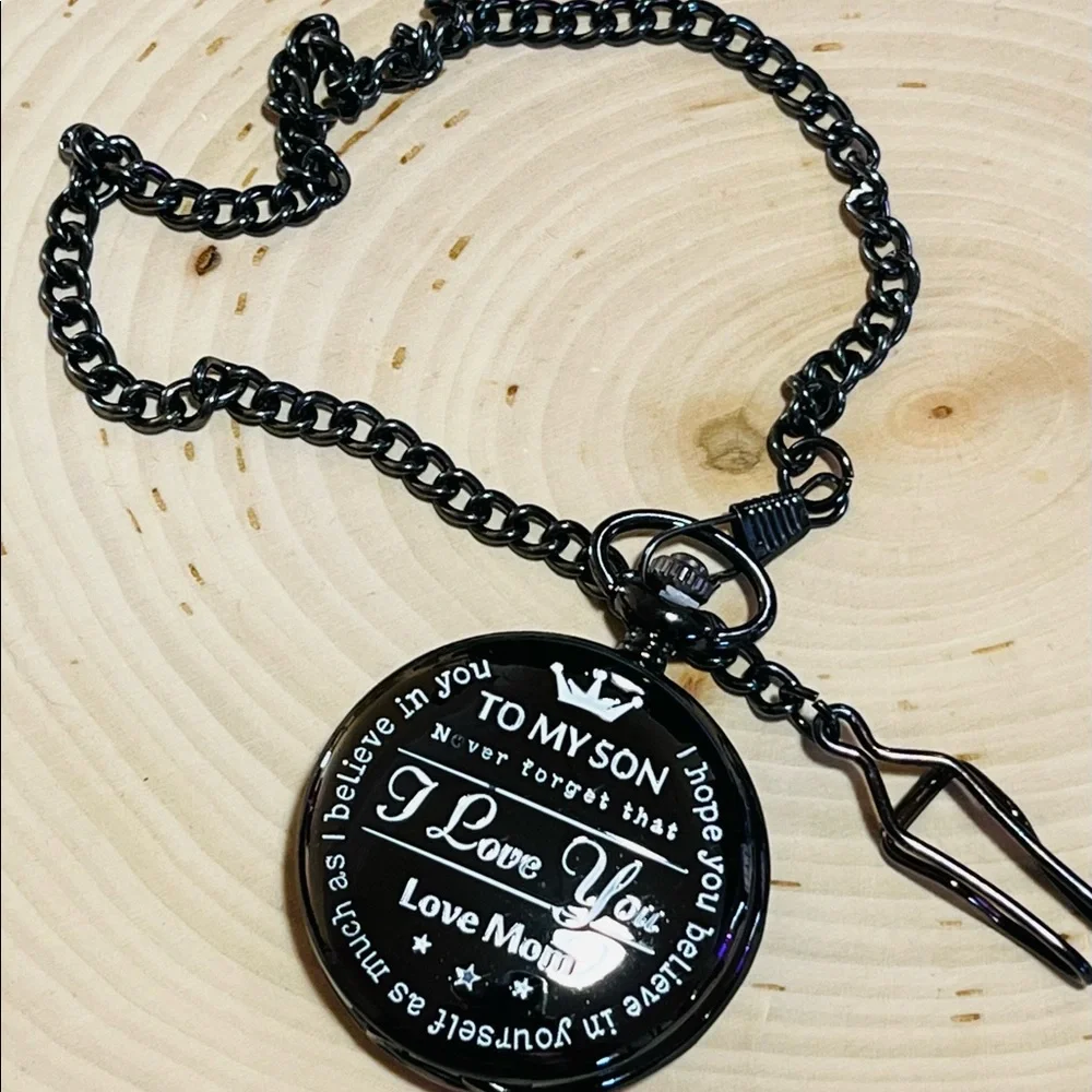 Engraved “To My Son Love Mom” Pocket Watch NIB